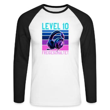 10. Geburtstag Junge Mädchen Legende Level 10 - Unisex Baseballshirt langarm - Weiß/Schwarz - Vorne - Nik (191cm)