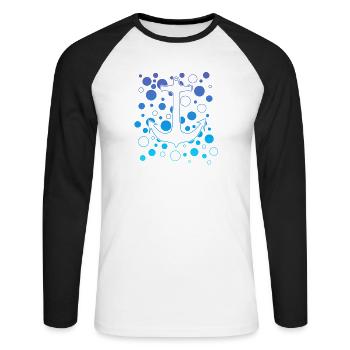 Ozeananker Blasen - Unisex Baseballshirt langarm - Weiß/Schwarz - Vorne - Nik (191cm)