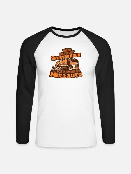 Müllauto Spruch - Unisex Baseballshirt langarm - Weiß/Schwarz