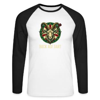 Bock auf Dart Lustige Ziege Dartspieler - Unisex Baseballshirt langarm - Weiß/Schwarz - Vorne - Nik (191cm)