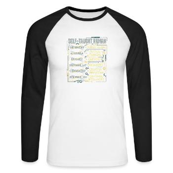 École à domicile - T-shirt baseball manches longues Homme - blanc/noir - Devant - Nik (191cm)