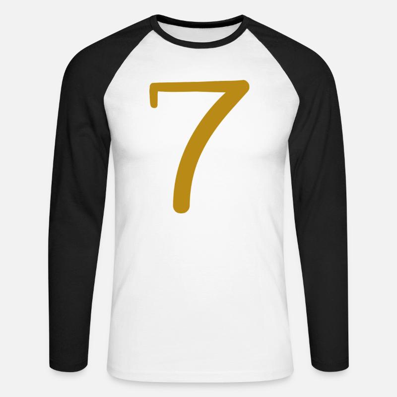 7 - Unisex Baseballshirt langarm - Weiß/Schwarz
