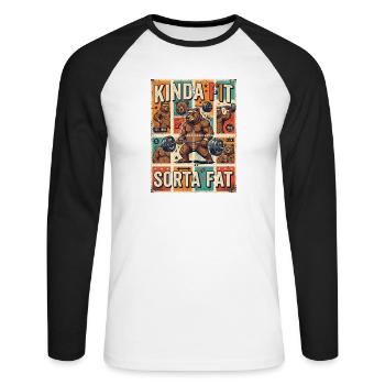 Plutôt en forme, un peu gros ours en haltérophilie - T-shirt baseball manches longues Homme - blanc/noir - Devant - Nik (191cm)