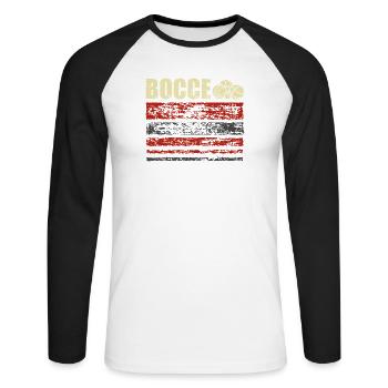 Bocce Petanque Boule Player - Unisex Long Sleeve Baseball T-Shirt - white/black - Front - Nik (191cm)