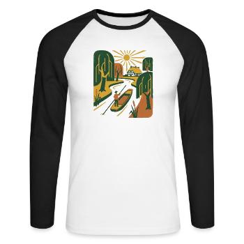 Retro Vintage Nature - Unisex Baseballshirt langarm - Weiß/Schwarz - Vorne - Nik (191cm)