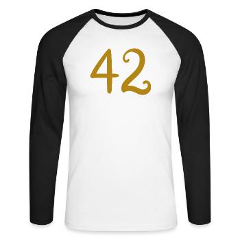 42 - Unisex Baseballshirt langarm - Weiß/Schwarz - Vorne - Nik (191cm)