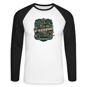 Mannheim Neckarstadt - Unisex Baseballshirt langarm - Weiß/Schwarz - Vorne - Nik (191cm)