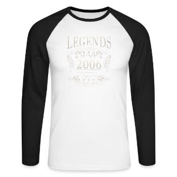 20th Birthday Gift Legend June Vintage 2006 - Unisex Long Sleeve Baseball T-Shirt - white/black - Front - Nik (191cm)