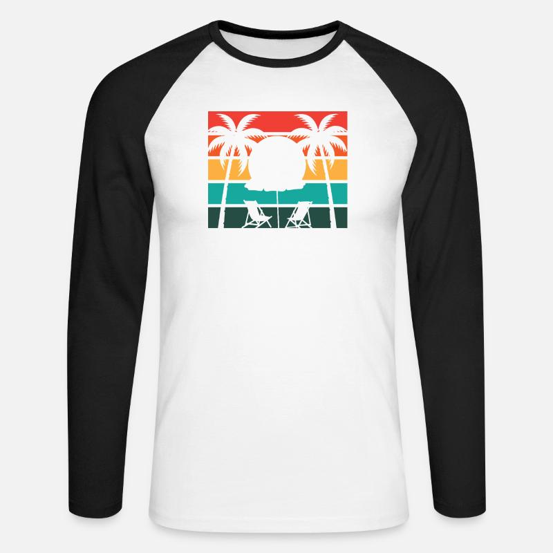 Beach palm and sun - Unisex Baseballshirt langarm - Weiß/Schwarz