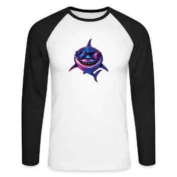 Cool Shark Sunglasses Ocean Beach Vibes - T-shirt baseball manches longues Homme - blanc/noir - Devant - Nik (191cm)