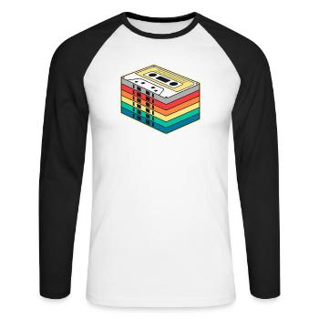Vibrant Rainbow Cassette Tape - Unisex Long Sleeve Baseball T-Shirt - white/black - Front - Nik (191cm)