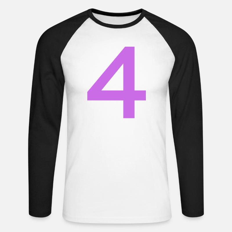 4 - Unisex Baseballshirt langarm - Weiß/Schwarz