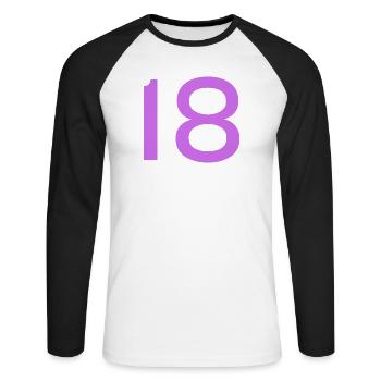 18 - Unisex Long Sleeve Baseball T-Shirt - white/black - Front - Nik (191cm)