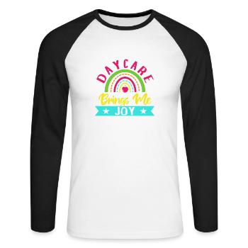 Pre K Teacher Brings Me Joy Kindergarten Teacher - Unisex Long Sleeve Baseball T-Shirt - white/black - Front - Nik (191cm)