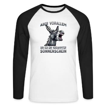 Esel Humor Eselhalter Bauernhof Hausesel - Unisex Baseballshirt langarm - Weiß/Schwarz - Vorne - Nik (191cm)
