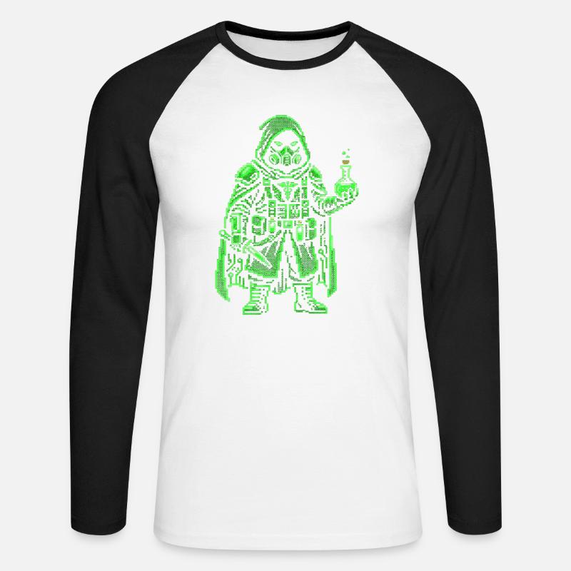 Punk Apotheker Pixel Art Retro Hacker - Unisex Baseballshirt langarm - Weiß/Schwarz