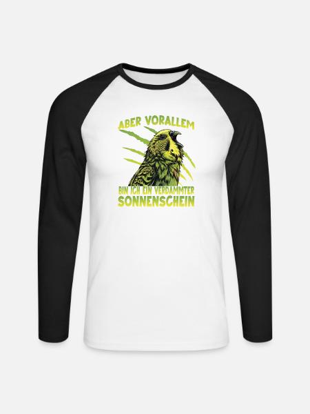 Budgie Wellensittich Australischer Sittich Budgie - Unisex Baseballshirt langarm - Weiß/Schwarz