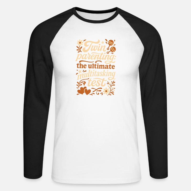 Twin Parents | Multitasking Test - Unisex Long Sleeve Baseball T-Shirt - white/black