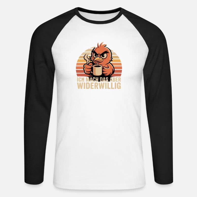Widerwilliger Kaffeevogel - Unisex Baseballshirt langarm - Weiß/Schwarz