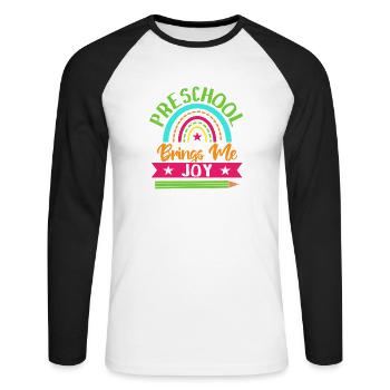 Pre K Teacher Brings Me Joy Kindergarten Teacher - Unisex Long Sleeve Baseball T-Shirt - white/black - Front - Nik (191cm)