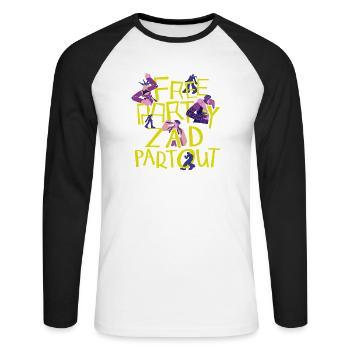 Free party ZAD everywhere - Unisex Long Sleeve Baseball T-Shirt - white/black - Front - Nik (191cm)