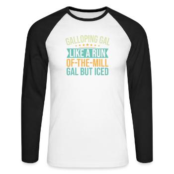 Hobby Horse Rider Galloping Gal English Riding - Unisex Baseballshirt langarm - Weiß/Schwarz - Vorne - Nik (191cm)
