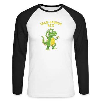 Taco Saurus Rex Foodie Hungryer Food Mexican - T-shirt baseball manches longues Homme - blanc/noir - Devant - Nik (191cm)