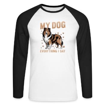 Shetland Sheepdog Sheltie Dog Breed - Unisex Long Sleeve Baseball T-Shirt - white/black - Front - Nik (191cm)