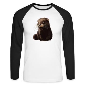 Nerze Nerz - Unisex Baseballshirt langarm - Weiß/Schwarz - Vorne - Nik (191cm)