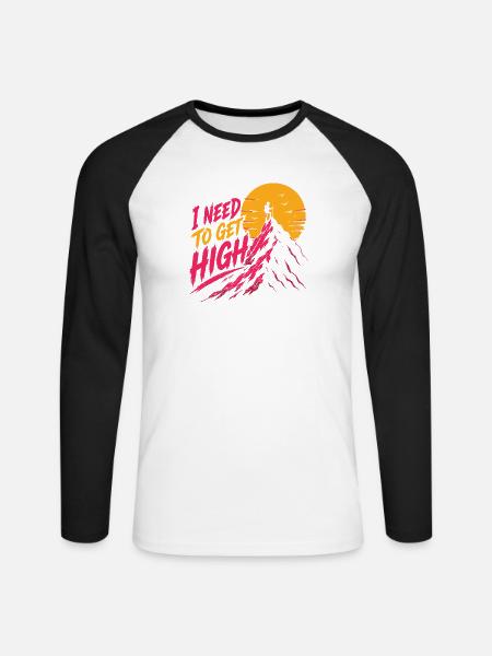 Bergwander-Abenteuer – Ich muss hoch hinein - Unisex Baseballshirt langarm - Weiß/Schwarz