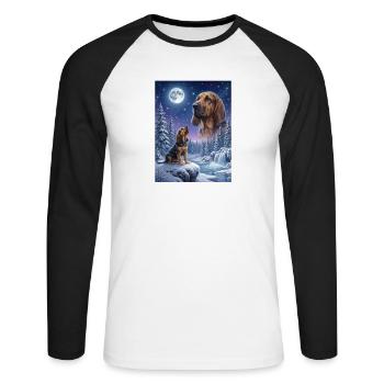 Howling to the Moon Meme Dog Bloodhound - Unisex Long Sleeve Baseball T-Shirt - white/black - Front - Nik (191cm)