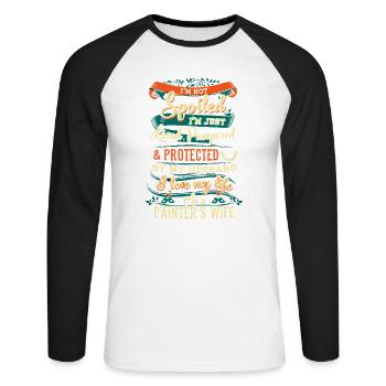 Awesome Painters Wife Funny Marriage Painting - Unisex Baseballshirt langarm - Weiß/Schwarz - Vorne - Nik (191cm)