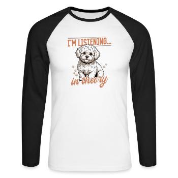 Bichon Frise Dog Breed - Unisex Long Sleeve Baseball T-Shirt - white/black - Front - Nik (191cm)