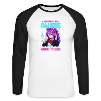 Anime and Music Chibi - Unisex Long Sleeve Baseball T-Shirt - white/black - Front - Nik (191cm)