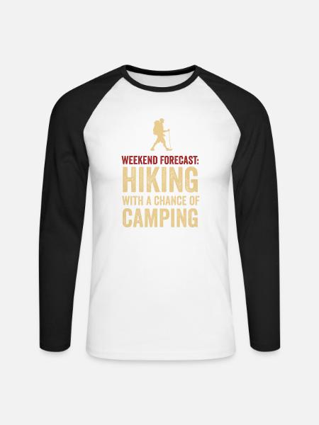 Wochenendprognose: Wandern mit Chance auf Camping - Unisex Baseballshirt langarm - Weiß/Schwarz