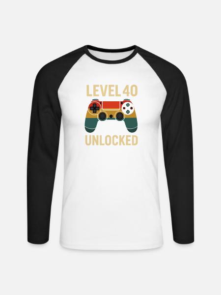 Level 40 Unlocked Gaming Controller - Unisex Baseballshirt langarm - Weiß/Schwarz