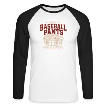 Mère du baseball, mère du softball, pantalon blanc, - T-shirt baseball manches longues Homme - blanc/noir - Devant - Nik (191cm)