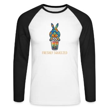 Bubble Tea Boba Drôle de Lapin mignon - T-shirt baseball manches longues Homme - blanc/noir - Devant - Nik (191cm)