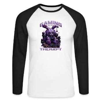 Pastel Goth Soft Goth Gaming Gamer - Unisex Long Sleeve Baseball T-Shirt - white/black - Front - Nik (191cm)