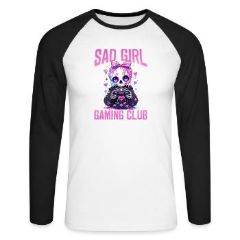 Pastel Goth Soft Goth Gaming Gamer - T-shirt baseball manches longues Homme - blanc/noir - Devant - Nik (191cm)