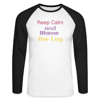 Reste calme et blâme le lag - T-shirt baseball manches longues Homme - blanc/noir - Devant - Nik (191cm)
