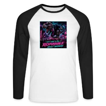 Not a Responsible Adult Meme - Unisex Long Sleeve Baseball T-Shirt - white/black - Front - Nik (191cm)