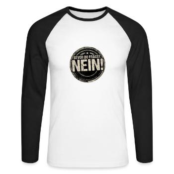 Bevor du fragst Nein Grunge style - Unisex Baseballshirt langarm - Weiß/Schwarz - Vorne - Nik (191cm)
