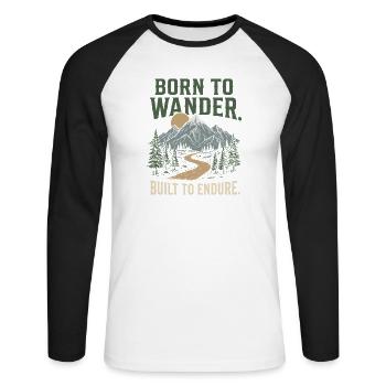 Trail Running - Born to Wander, Built to Endure - Unisex Long Sleeve Baseball T-Shirt - white/black - Front - Nik (191cm)