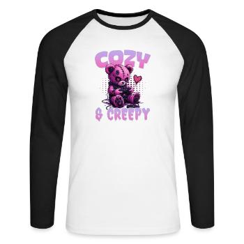 Pastel Goth Soft Goth Gaming Gamer - Unisex Long Sleeve Baseball T-Shirt - white/black - Front - Nik (191cm)