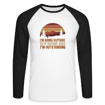 Outside Saying: Outstanding - Unisex Long Sleeve Baseball T-Shirt - white/black - Front - Nik (191cm)