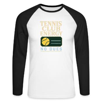 Club de tennis Tenniscore, uniquement sans adhésion - T-shirt baseball manches longues Homme - blanc/noir - Devant - Nik (191cm)