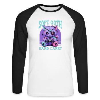 Pastel Goth Soft Goth Gaming Gamer - T-shirt baseball manches longues Homme - blanc/noir - Devant - Nik (191cm)