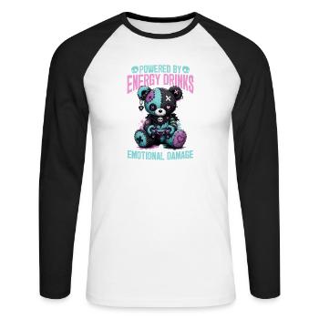 Pastel Goth Soft Goth Gaming Gamer - T-shirt baseball manches longues Homme - blanc/noir - Devant - Nik (191cm)
