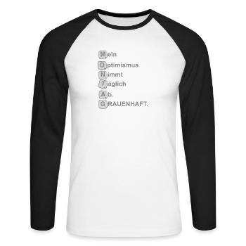 Montagsrätsel - Unisex Baseballshirt langarm - Weiß/Schwarz - Vorne - Nik (191cm)